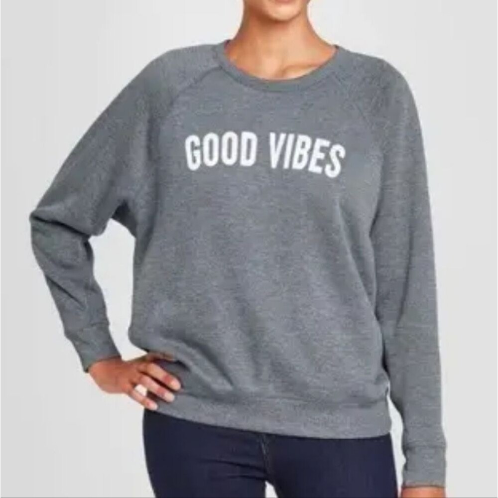 Good Vibes Grayson Threads Sweatshirt Size M Gray White Comfy